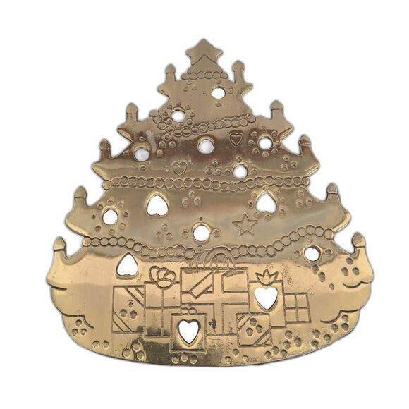 Lillian Vernon Vintage Solid Brass Christmas Tree Trivet Hot Pad Holiday Kitchen - Picture 1 of 13